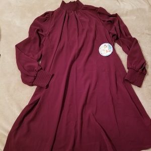 Burgundy 70's style dress